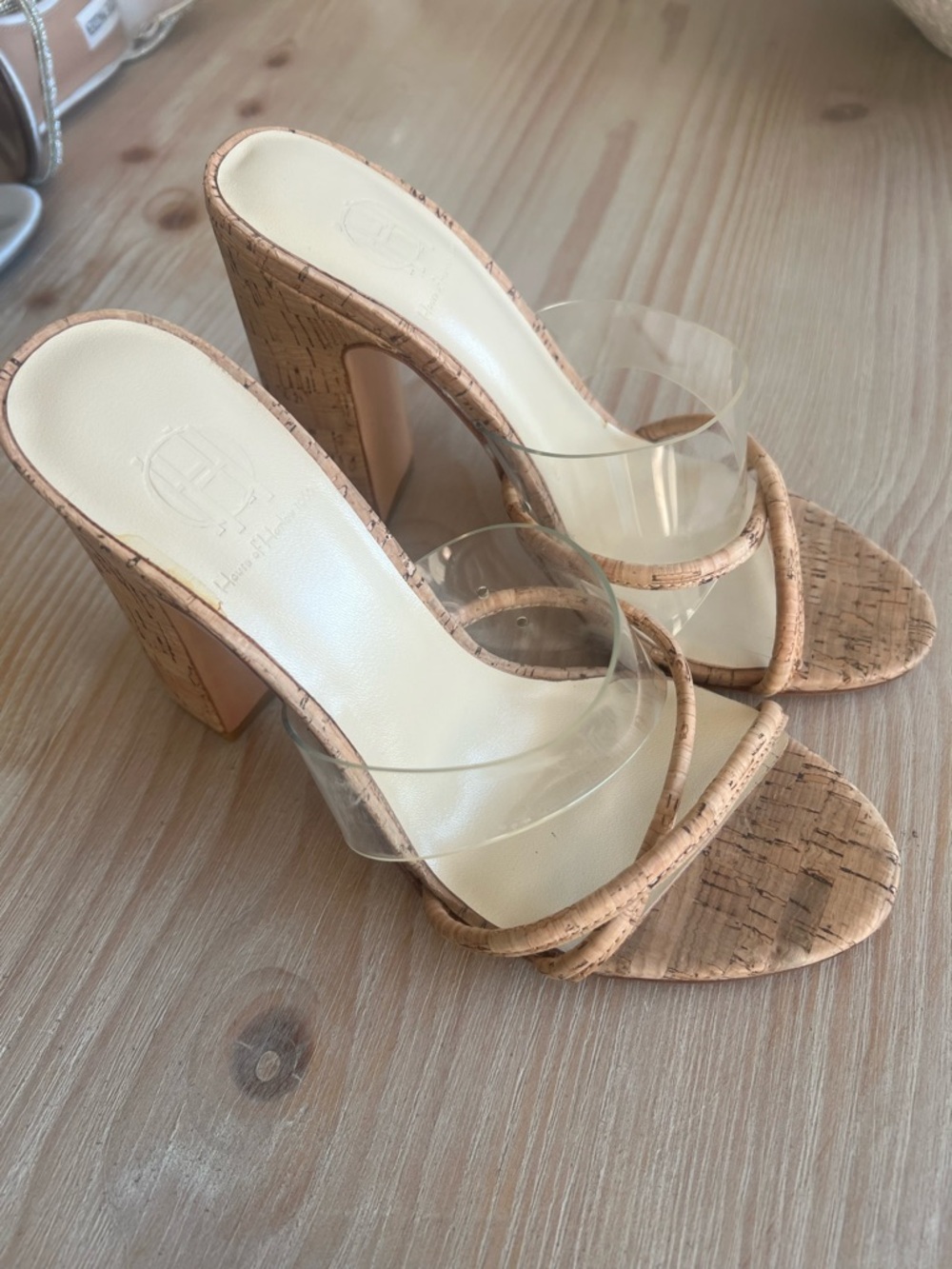 House of Harlow 1960 X Revolve Sasha Natural Cork Heels Size 7 - Picture 4 of 8